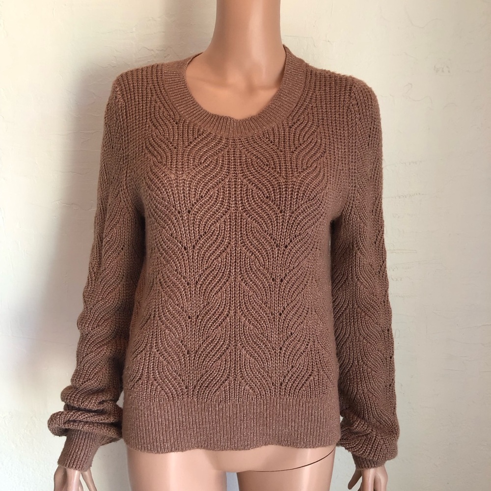 Abercrombie & Fitch Sweater Brick Brown Floral Cable-Knitted Women’s Size M